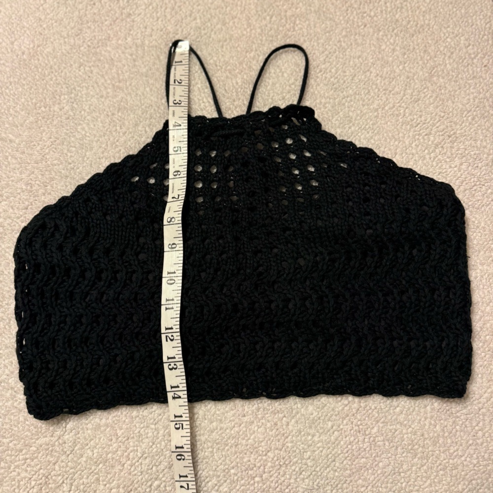 VICI Black Ivie Crochet Two-Piece Halter Crop Top Midi Skirt Set - Picture 6 of 16